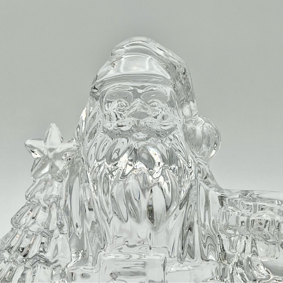 Old World Santa Claus Candle Holder Crystal Glass Christmas ISC Vintage USA 7.5” - Picture 5 of 12